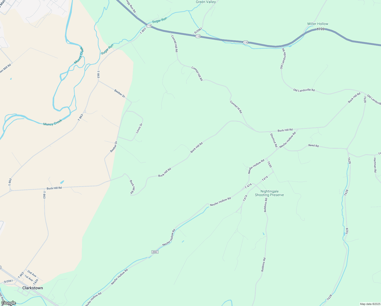 map of restaurants, bars, coffee shops, grocery stores, and more near 2701 Buck Hill Road in Muncy