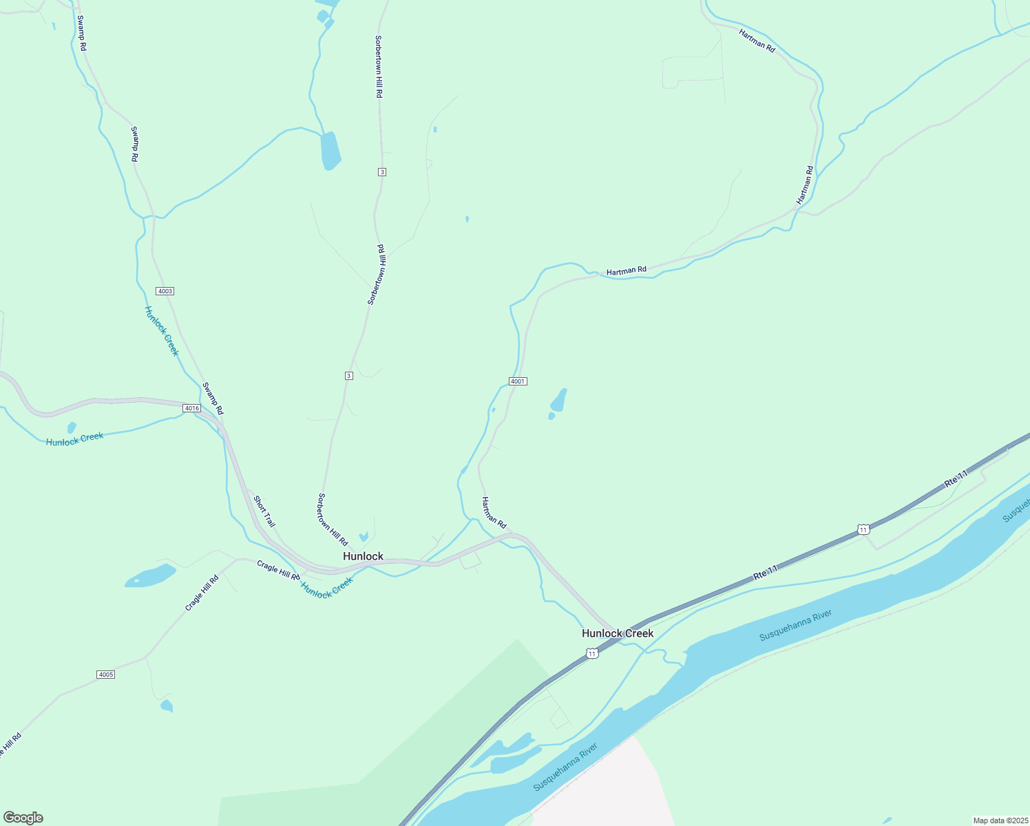map of restaurants, bars, coffee shops, grocery stores, and more near Hartman Road in Luzerne