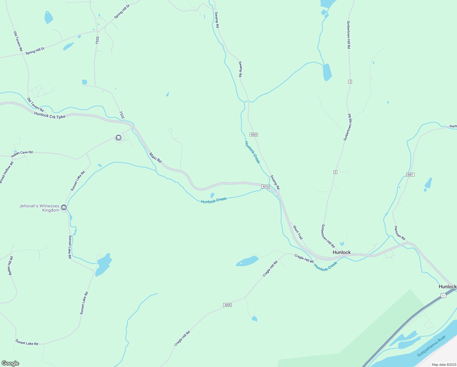 map of restaurants, bars, coffee shops, grocery stores, and more near 1401-2161 Hunlock Creek Turnpike in Luzerne