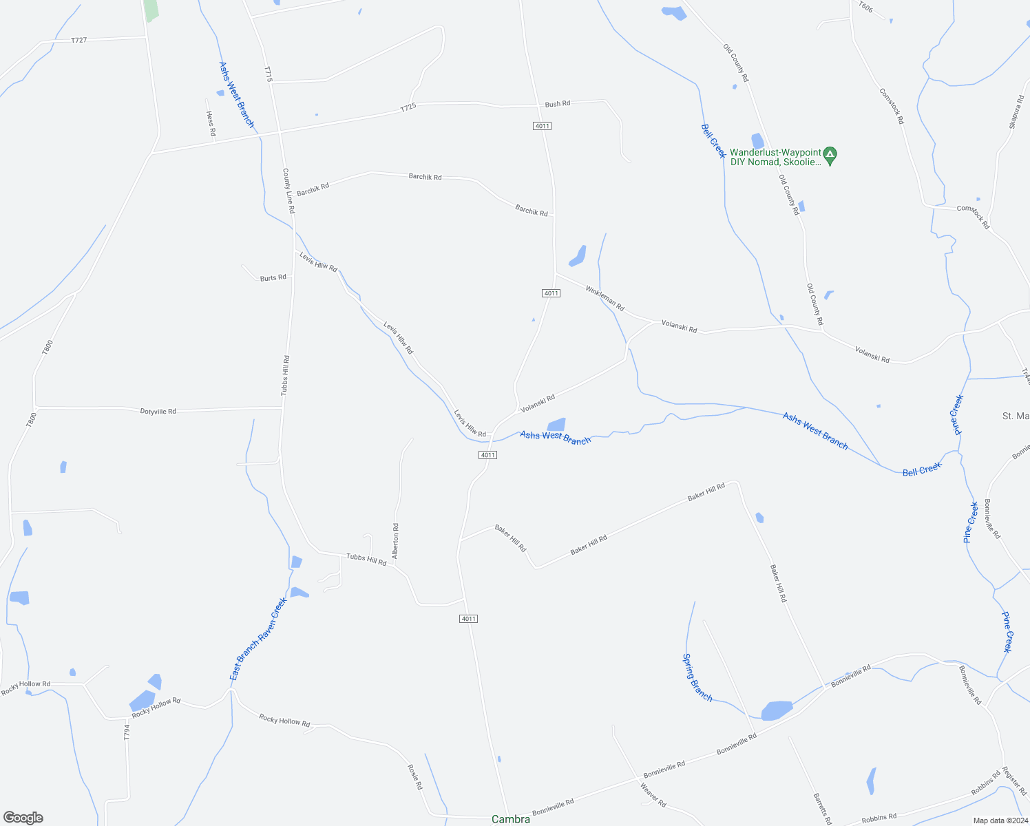 map of restaurants, bars, coffee shops, grocery stores, and more near Old Tioga Turnpike in Benton