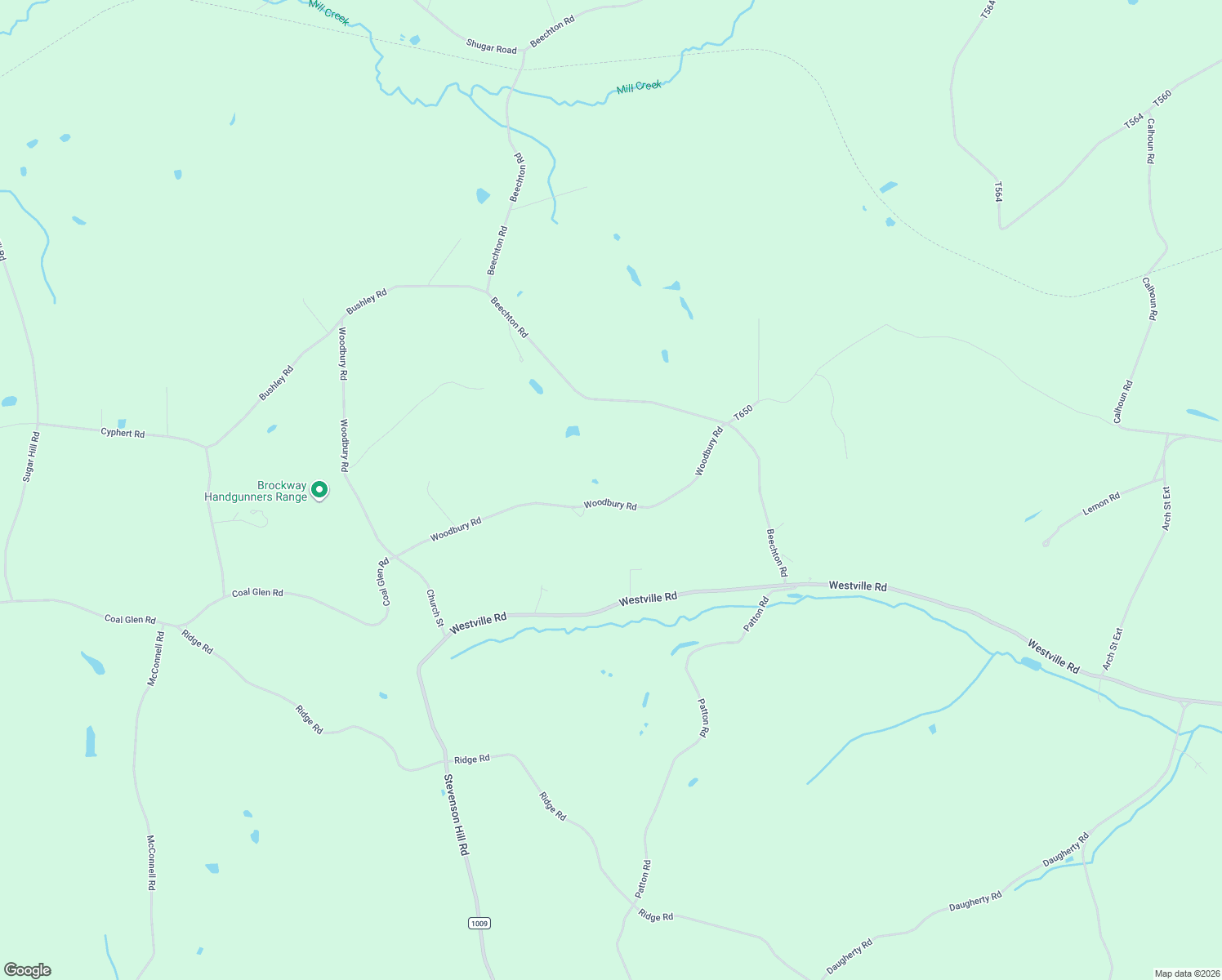 map of restaurants, bars, coffee shops, grocery stores, and more near Woodbury Road in Brockway