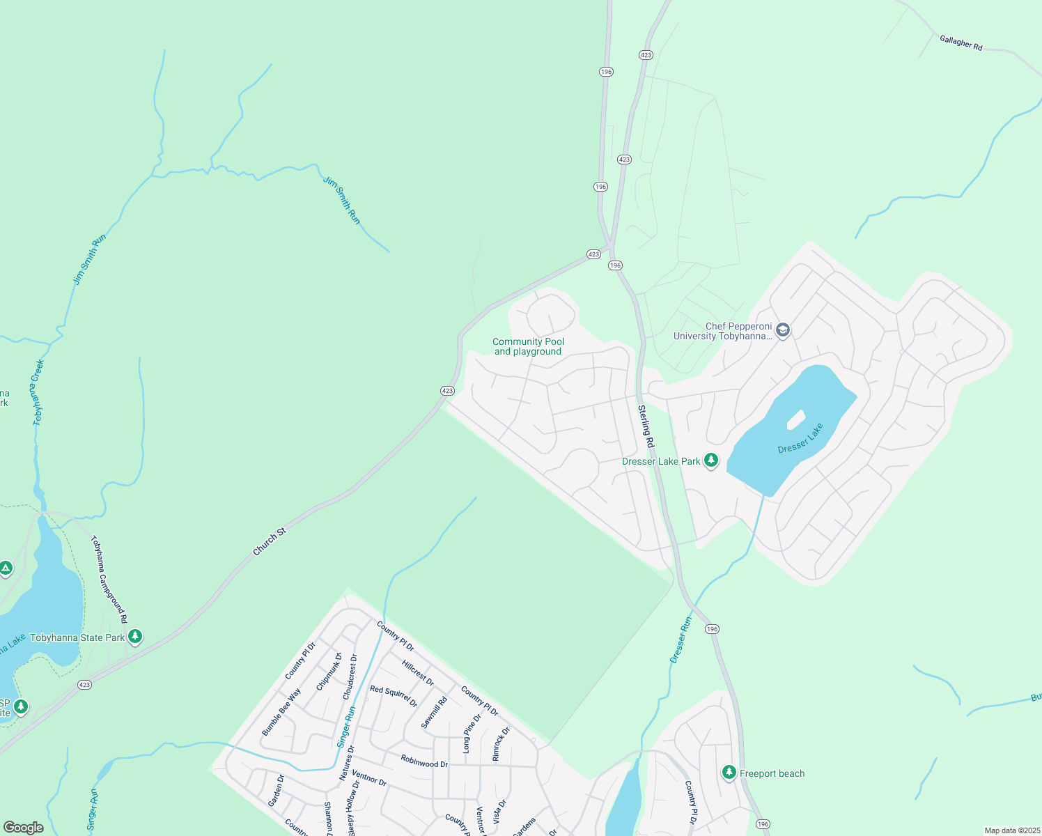 map of restaurants, bars, coffee shops, grocery stores, and more near 9609 Stony Hollow Drive in Tobyhanna