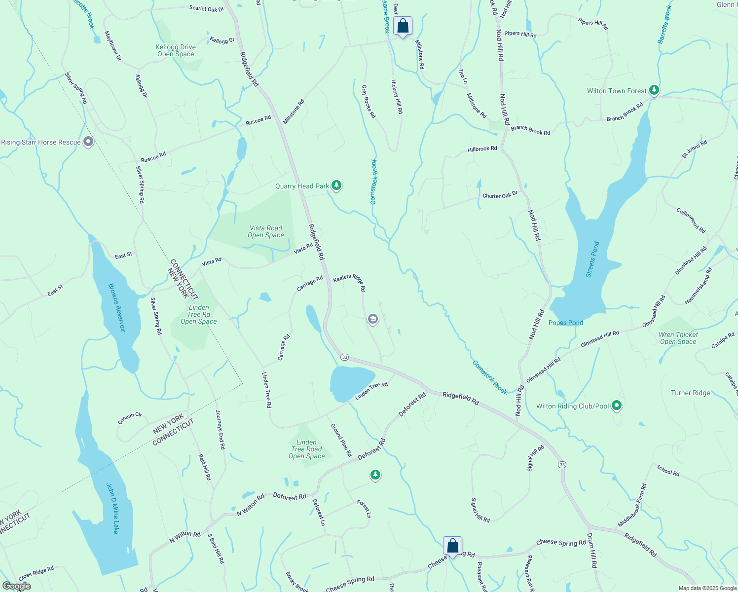 map of restaurants, bars, coffee shops, grocery stores, and more near 68 Keelers Ridge Road in Wilton