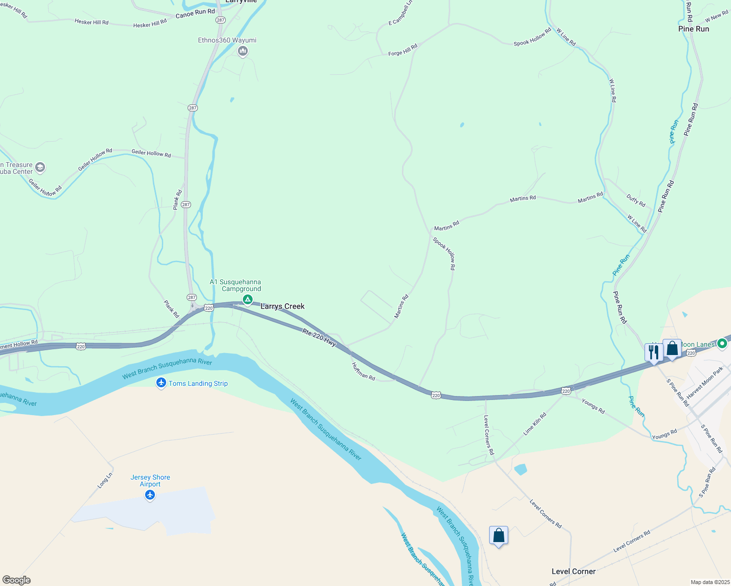 map of restaurants, bars, coffee shops, grocery stores, and more near 239 Zion View Drive in Linden