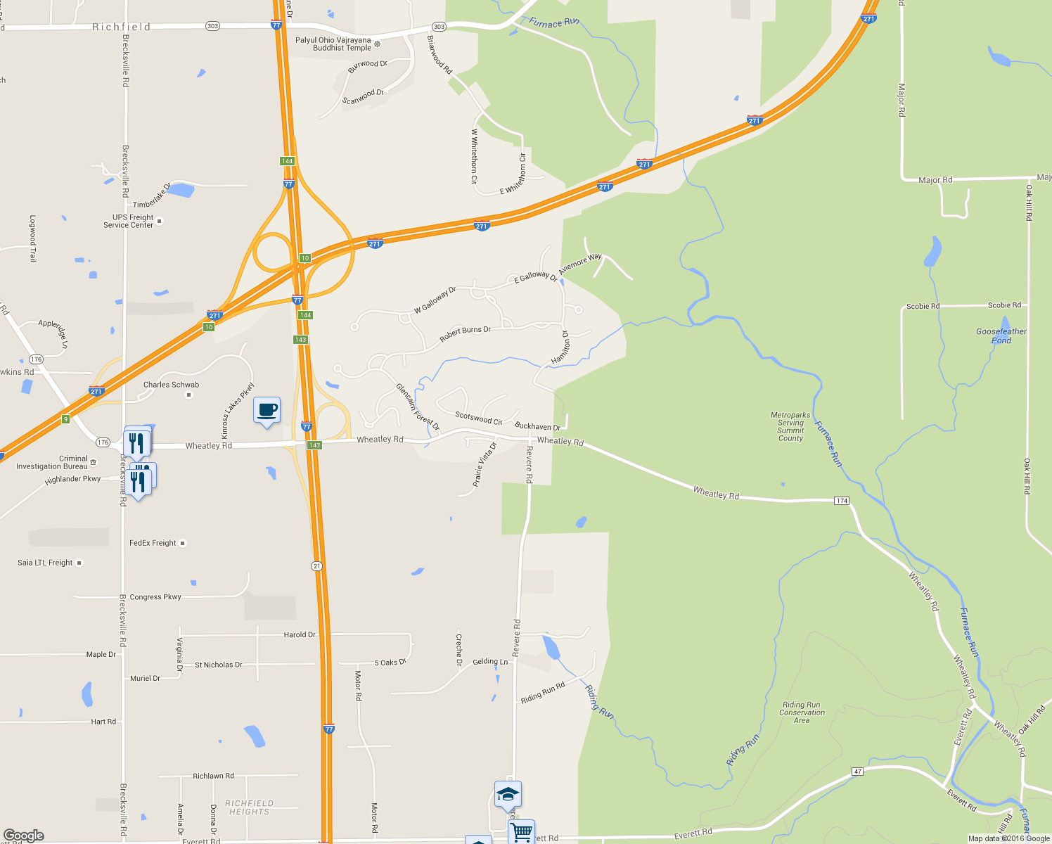 map of restaurants, bars, coffee shops, grocery stores, and more near 3379 Buckhaven Dr in Richfield