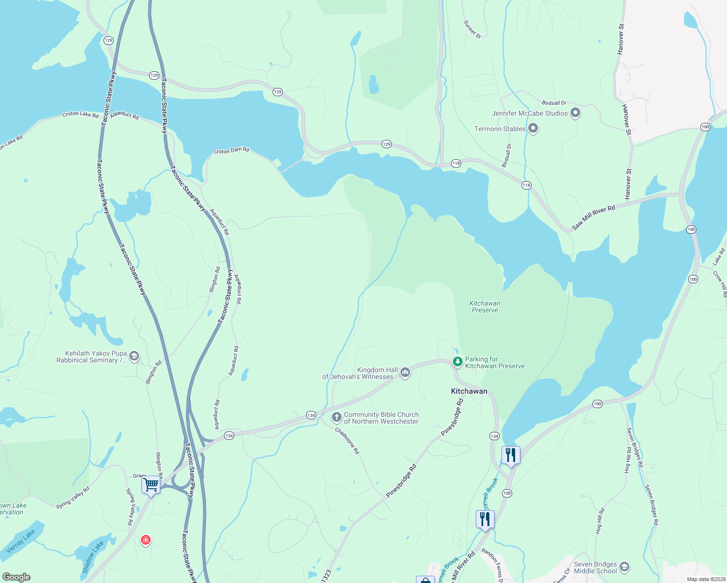 map of restaurants, bars, coffee shops, grocery stores, and more near 433 Arcady Road in Ossining