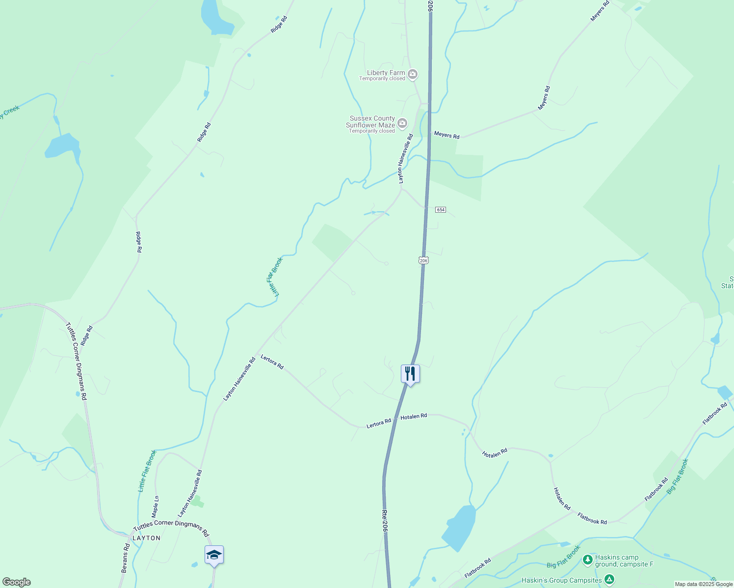 map of restaurants, bars, coffee shops, grocery stores, and more near 7 Fox Run in Sussex County