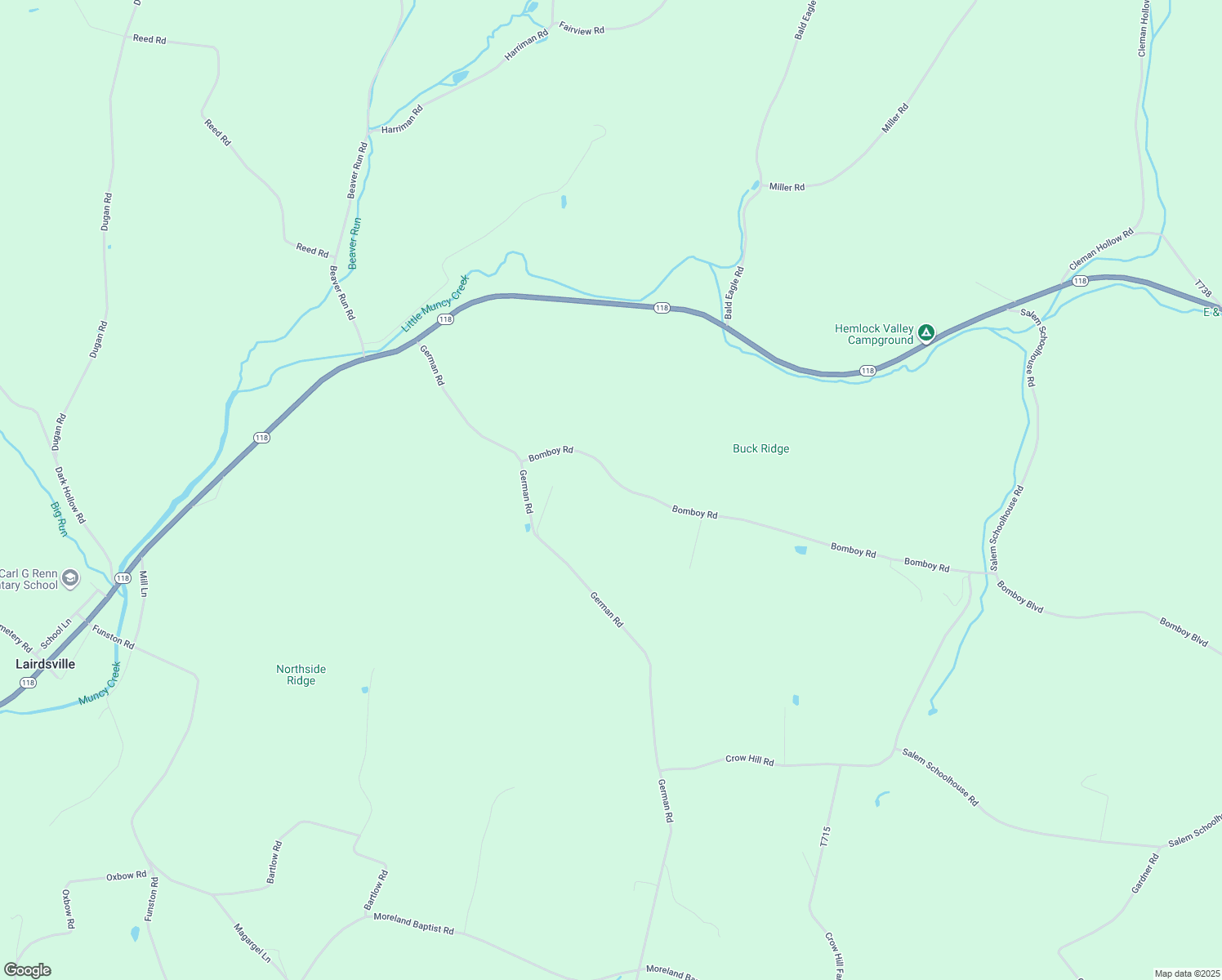 map of restaurants, bars, coffee shops, grocery stores, and more near 2-502 Bomboy Road in Muncy