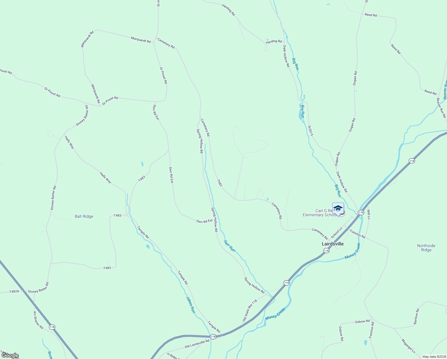 map of restaurants, bars, coffee shops, grocery stores, and more near 1152 Cemetery Road in Muncy