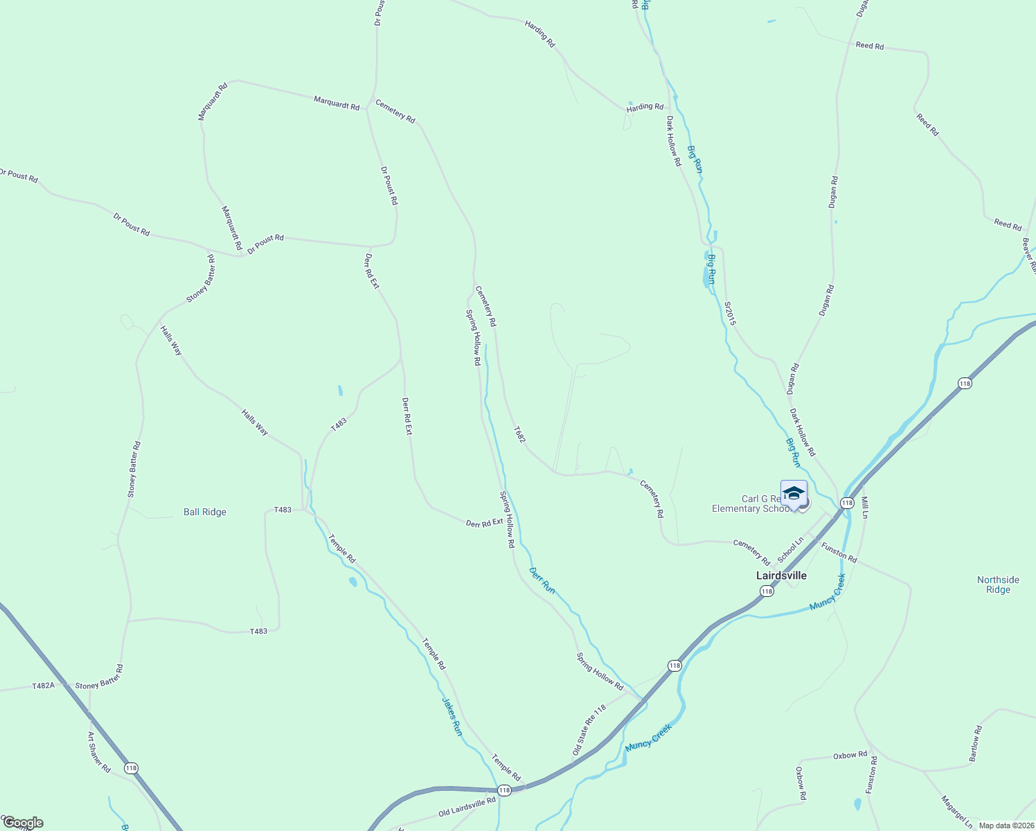 map of restaurants, bars, coffee shops, grocery stores, and more near 1152 Cemetery Road in Muncy