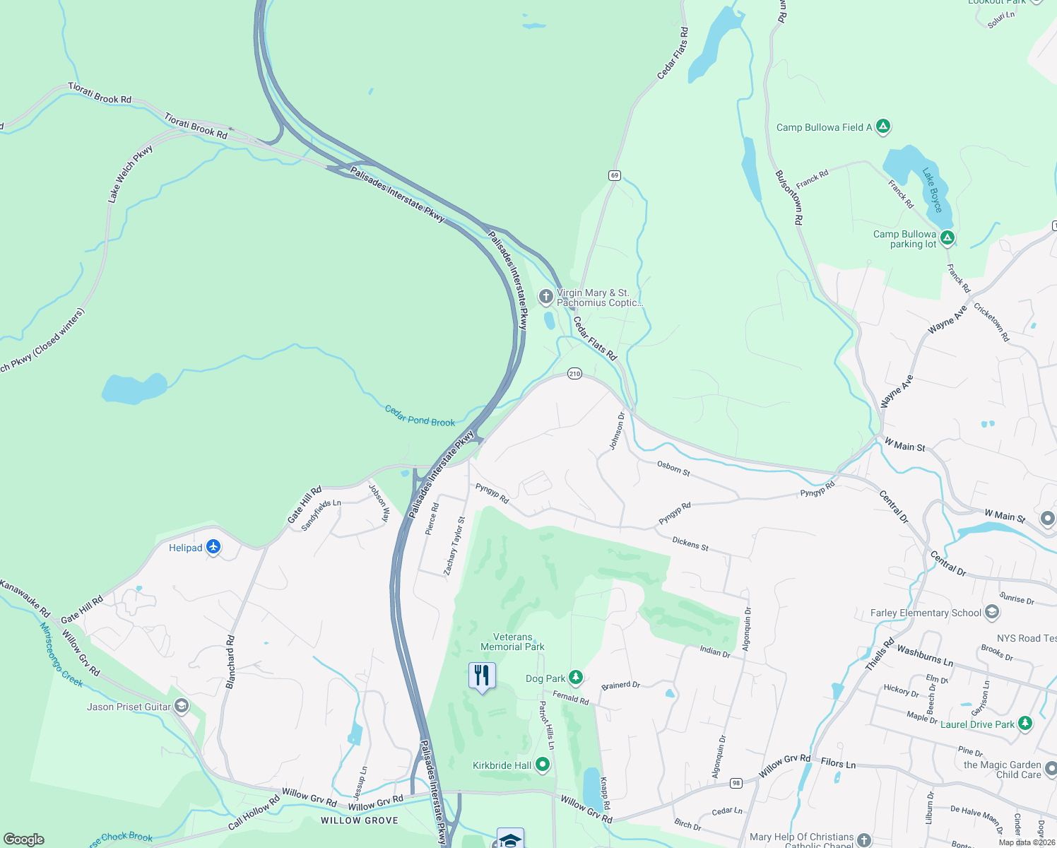 map of restaurants, bars, coffee shops, grocery stores, and more near 19 Colonel Conklin Drive in Stony Point