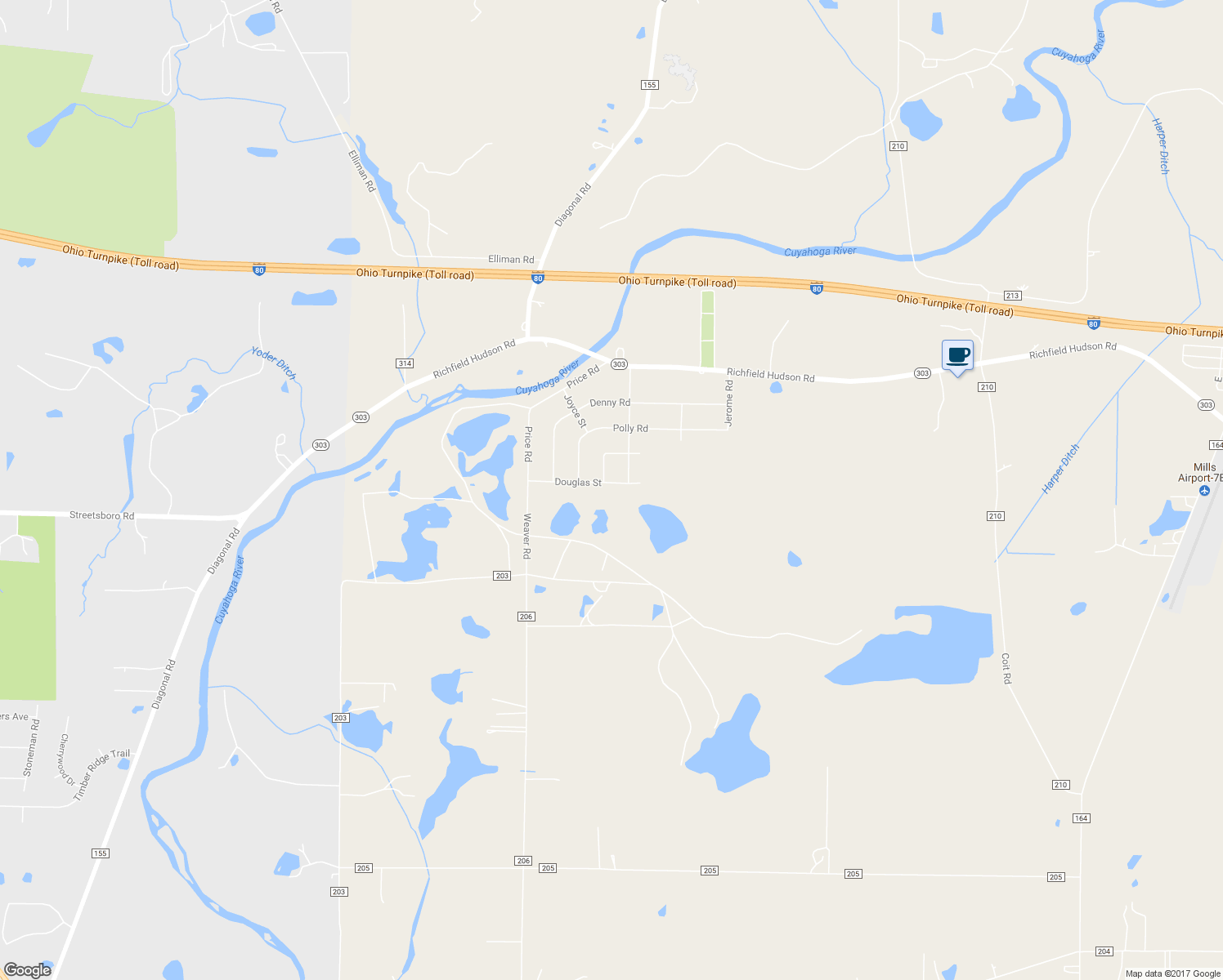 map of restaurants, bars, coffee shops, grocery stores, and more near 3022 Douglas Street in Ravenna