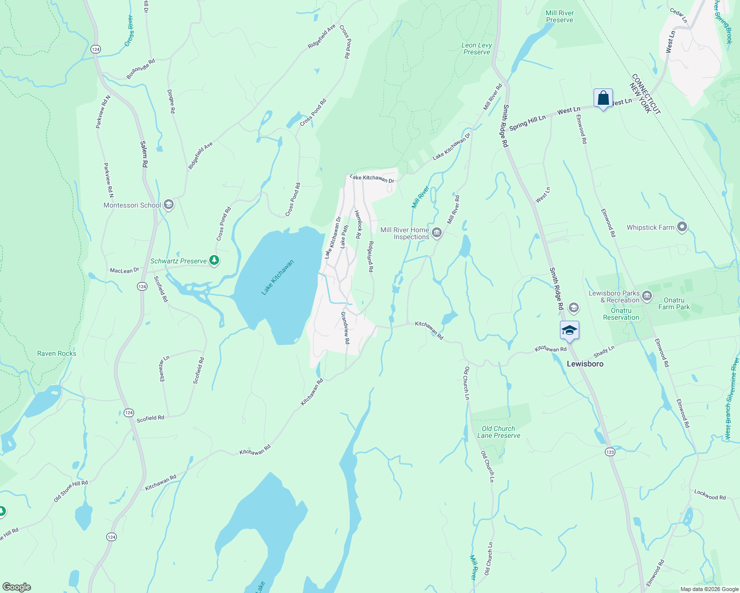 map of restaurants, bars, coffee shops, grocery stores, and more near 106 Ridgeland Road in South Salem