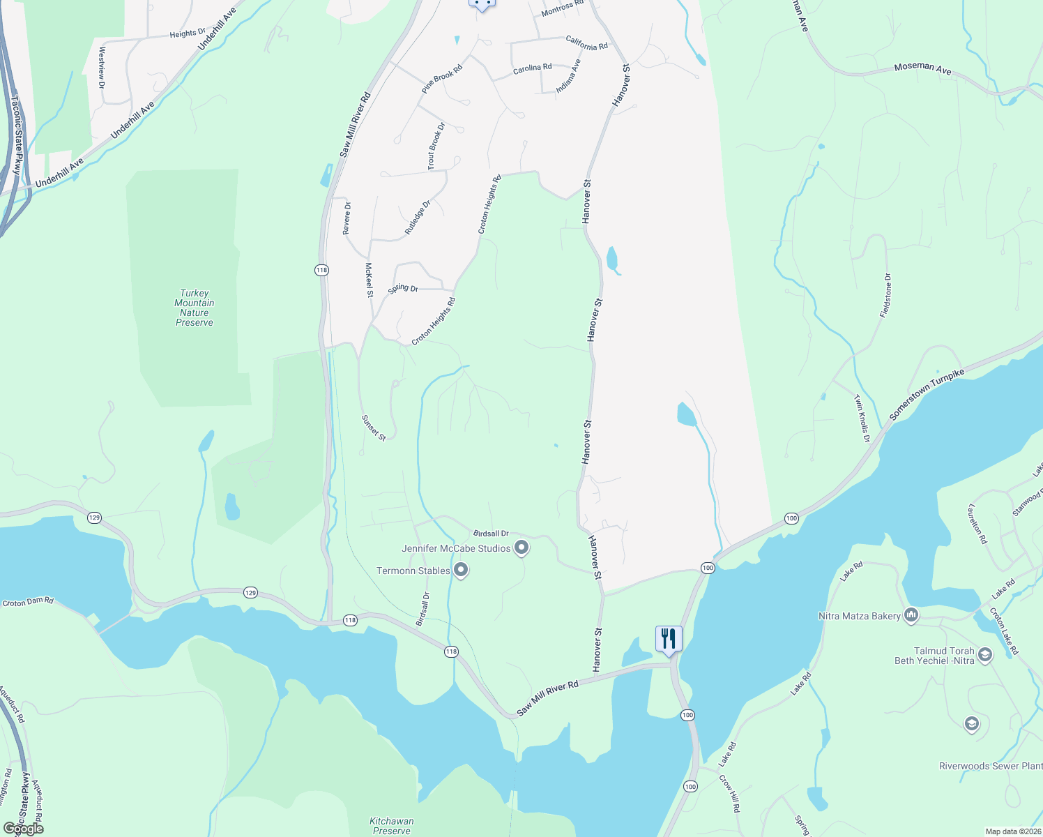 map of restaurants, bars, coffee shops, grocery stores, and more near 270 Colonel Greene Road in Yorktown Heights