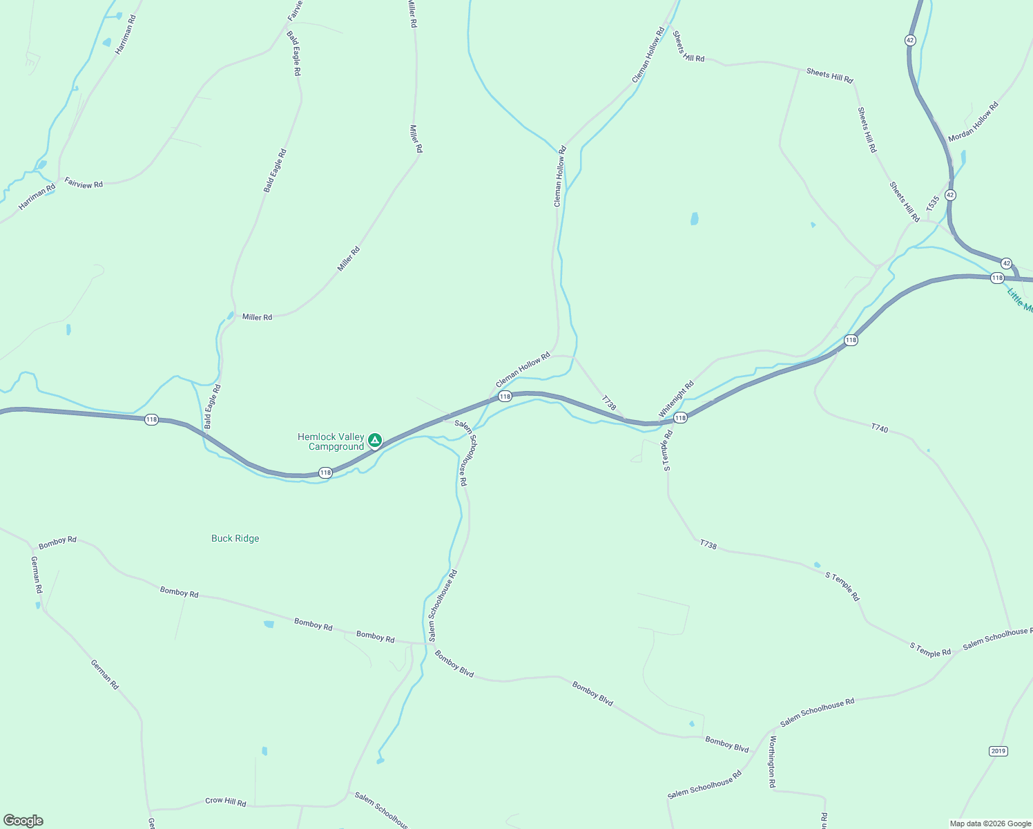 map of restaurants, bars, coffee shops, grocery stores, and more near 9872 Pennsylvania 118 in Unityville