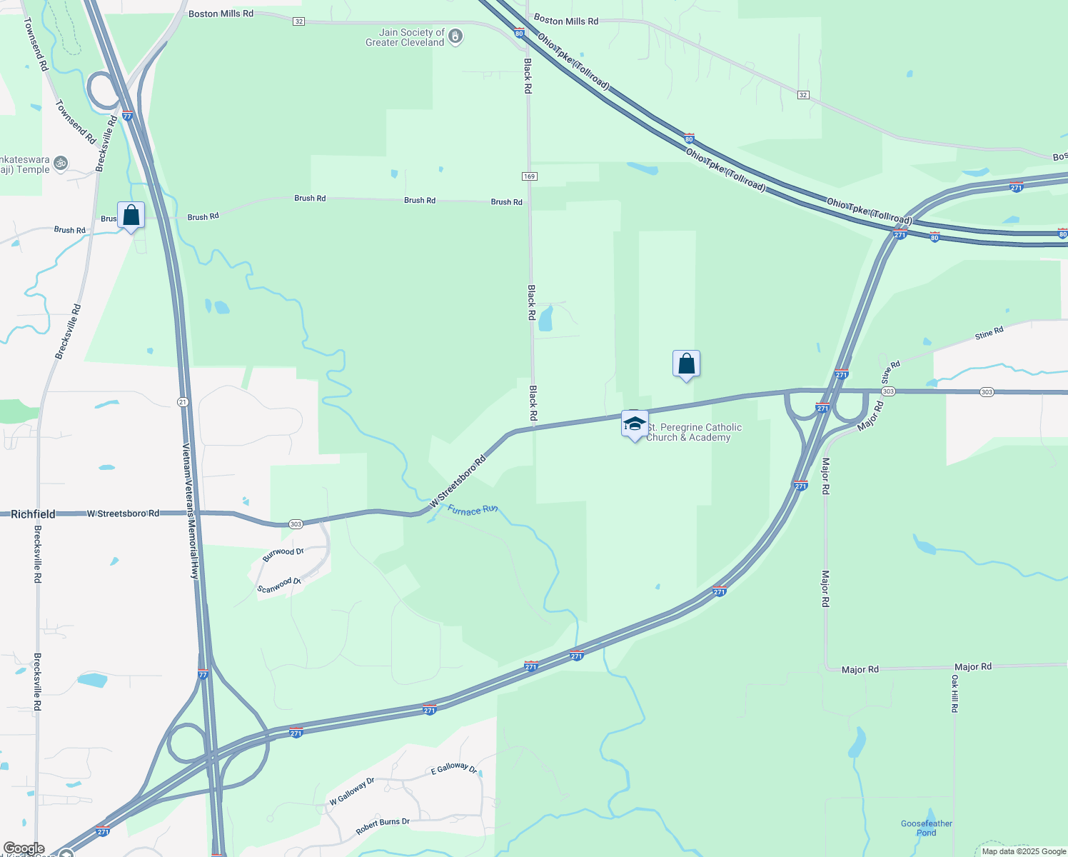 map of restaurants, bars, coffee shops, grocery stores, and more near 4342 Black Road in Richfield