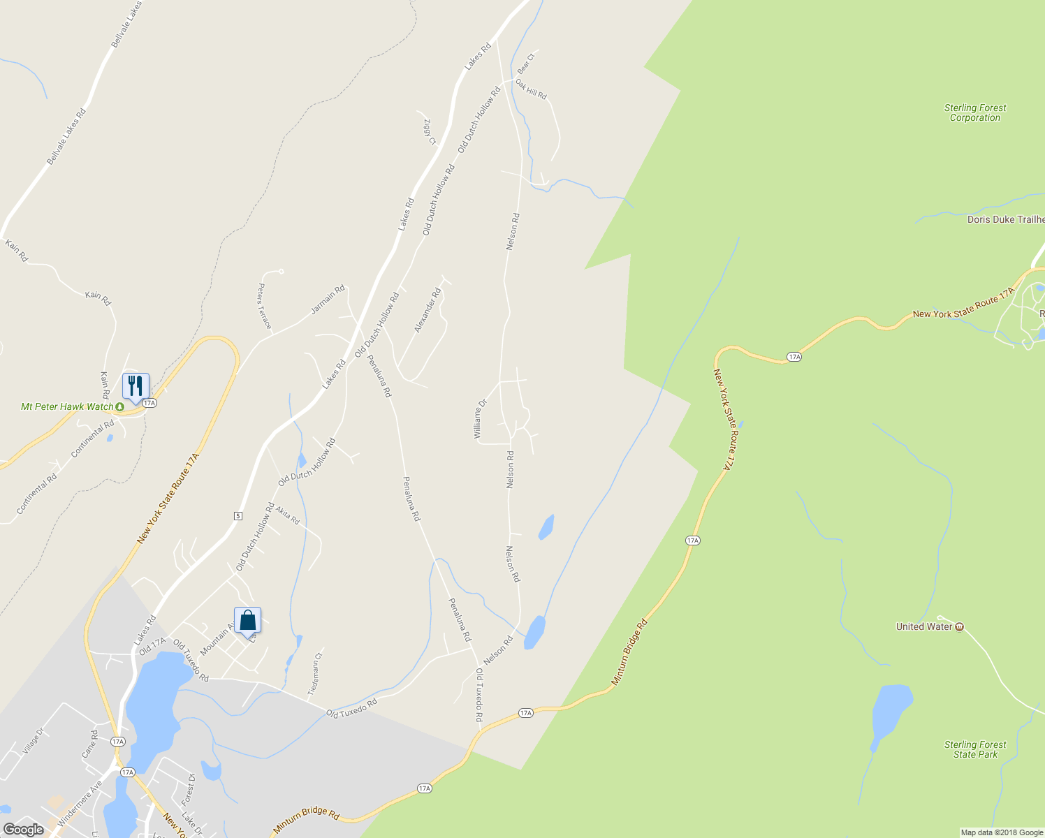 map of restaurants, bars, coffee shops, grocery stores, and more near 8 Marie Court in Monroe