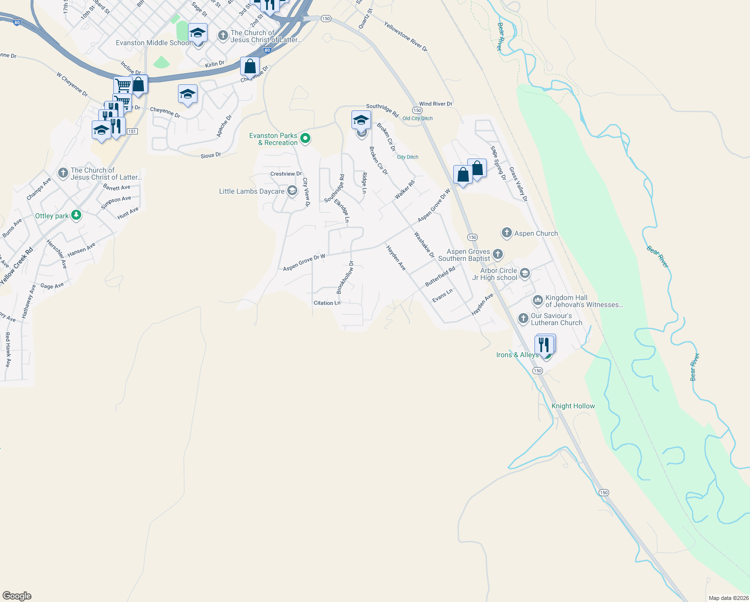 map of restaurants, bars, coffee shops, grocery stores, and more near 250 Overlook Court in Evanston