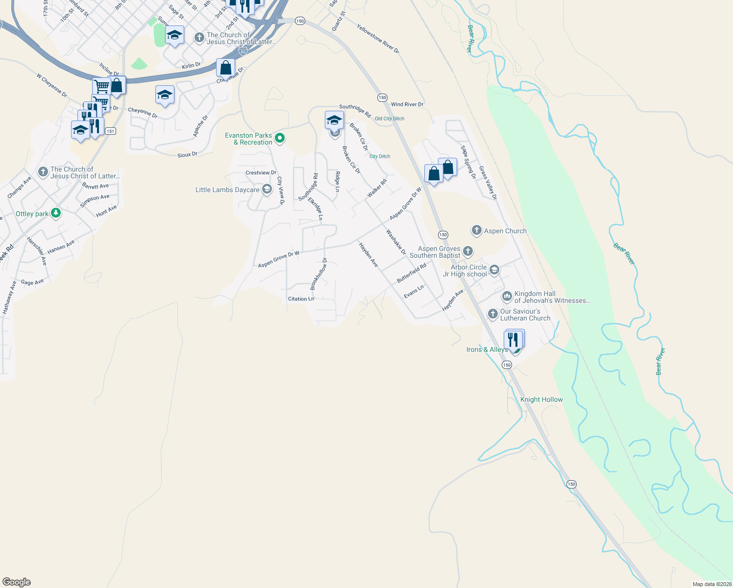 map of restaurants, bars, coffee shops, grocery stores, and more near 240 Darby Lane in Evanston