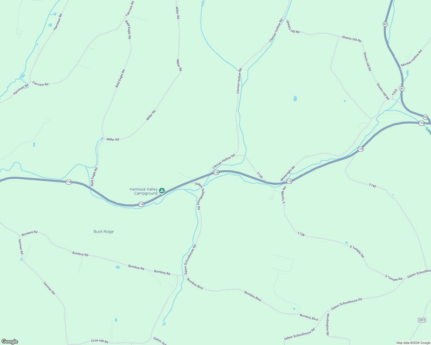 map of restaurants, bars, coffee shops, grocery stores, and more near 9872 Pennsylvania 118 in Unityville