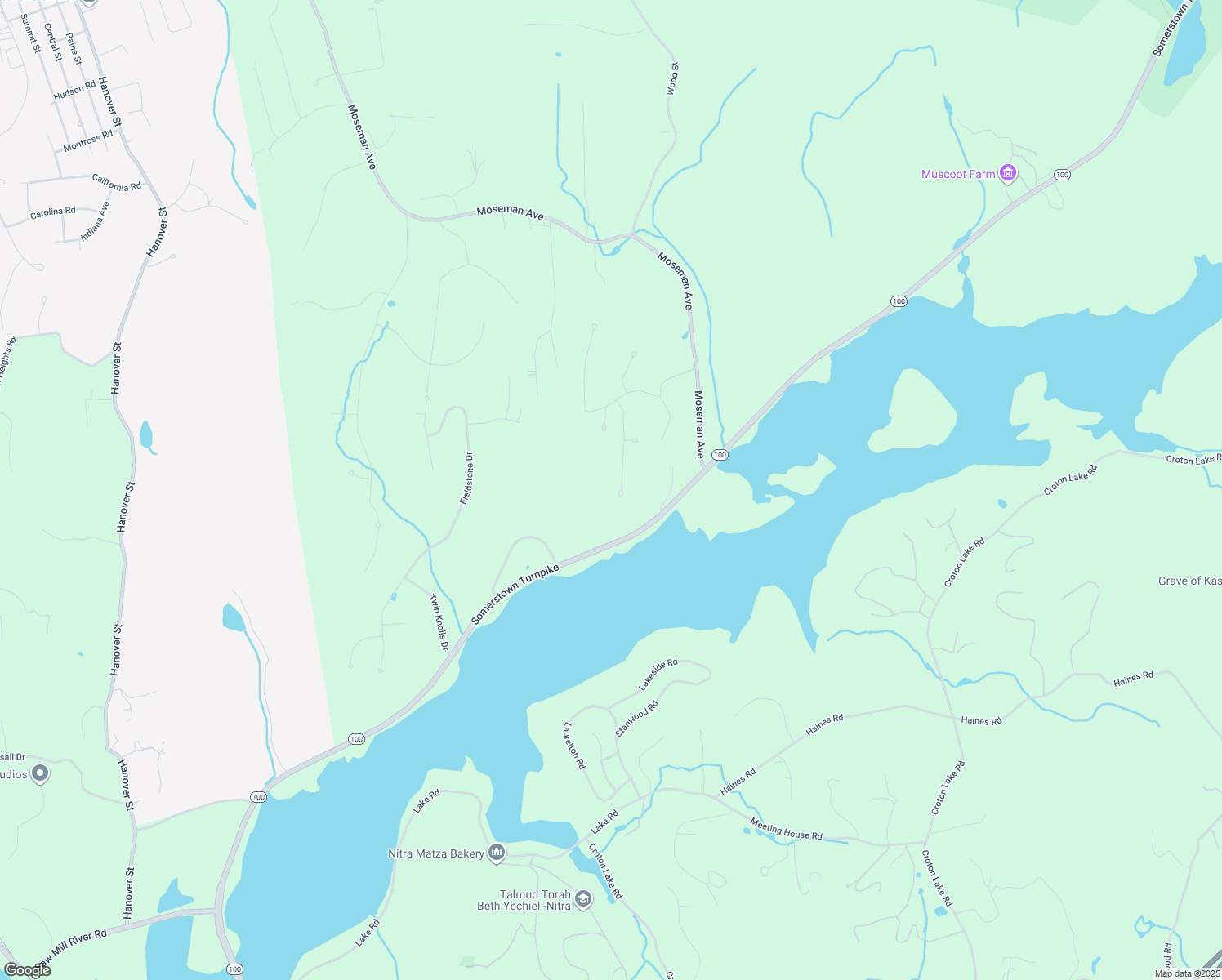 map of restaurants, bars, coffee shops, grocery stores, and more near 14 Logging Road in Katonah