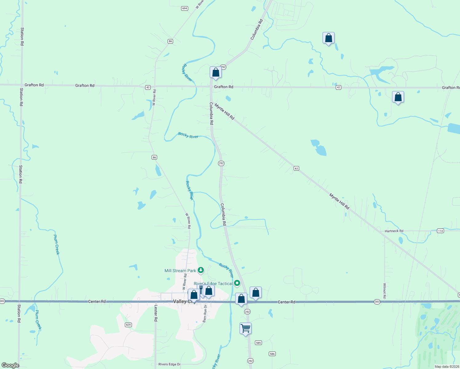 map of restaurants, bars, coffee shops, grocery stores, and more near 885 Columbia Road in Valley City