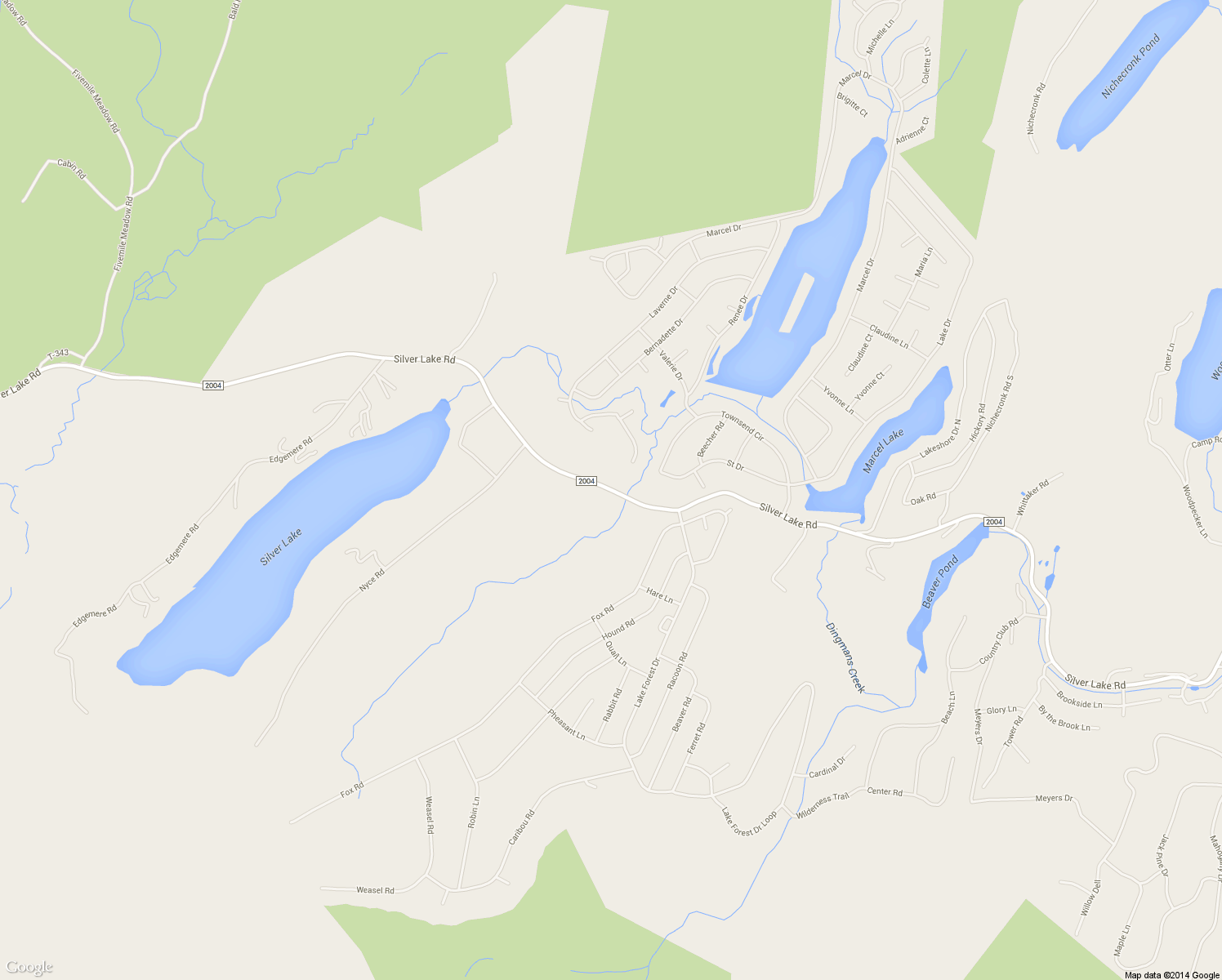 map of restaurants, bars, coffee shops, grocery stores, and more near County Road 2004 in Dingmans Ferry