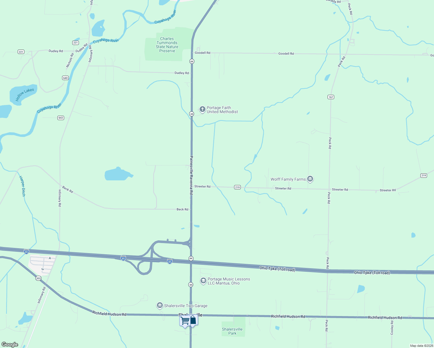 map of restaurants, bars, coffee shops, grocery stores, and more near 4587 Streeter Rd in Mantua