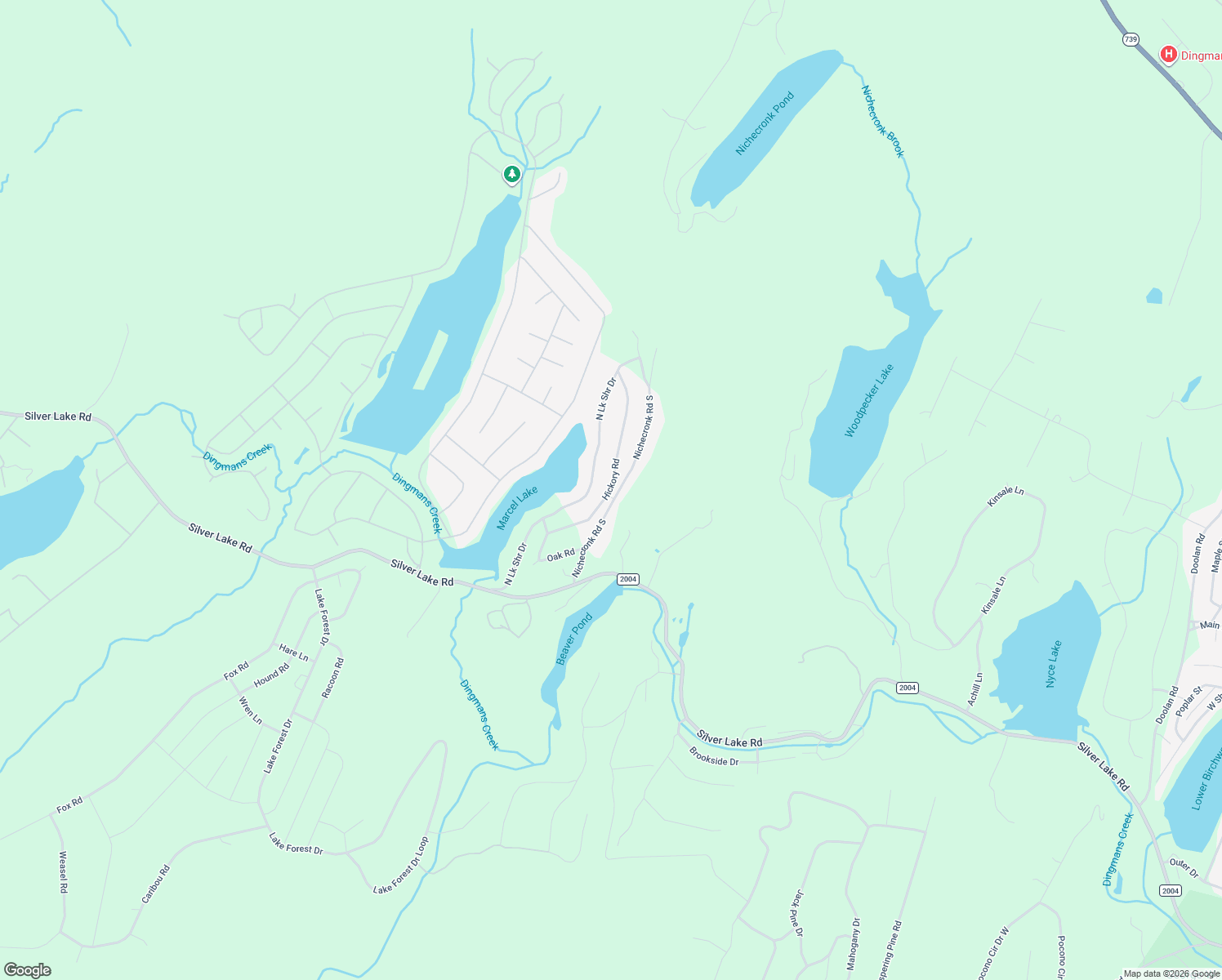 map of restaurants, bars, coffee shops, grocery stores, and more near 114 Nichecronk Road South in Dingmans Ferry