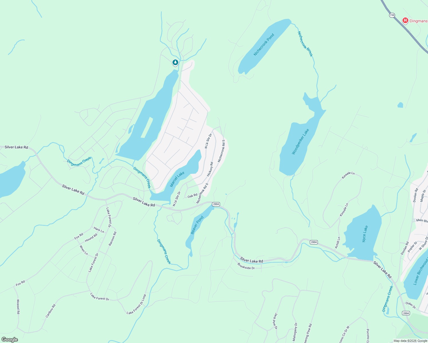 map of restaurants, bars, coffee shops, grocery stores, and more near 114 Nichecronk Rd S in Dingmans Ferry