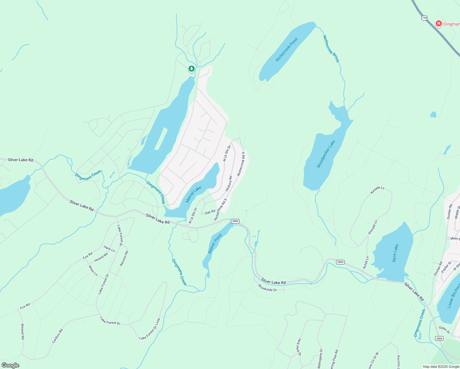 map of restaurants, bars, coffee shops, grocery stores, and more near 114 Nichecronk Road South in Dingmans Ferry