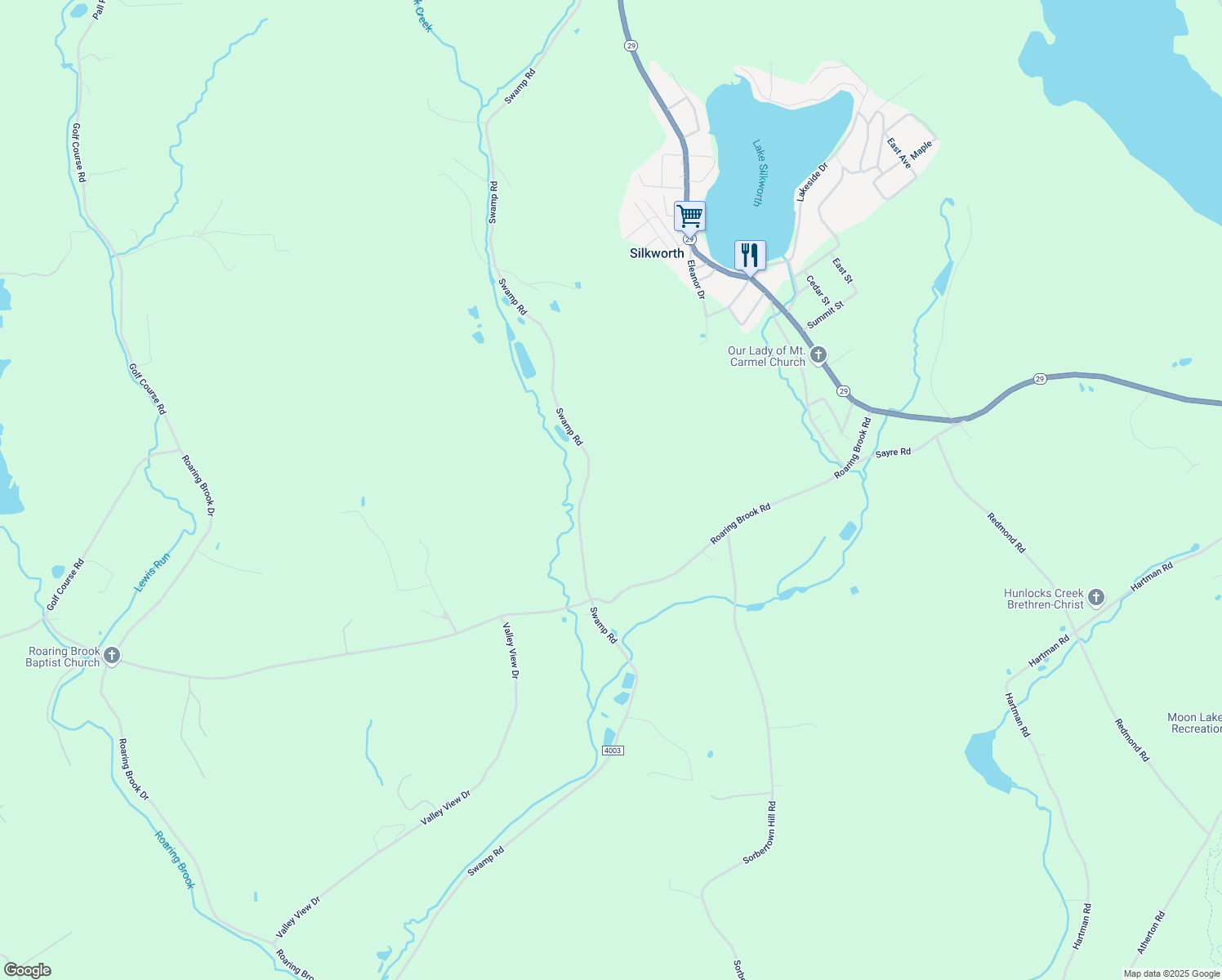map of restaurants, bars, coffee shops, grocery stores, and more near 751 Swamp Road in Hunlock Creek