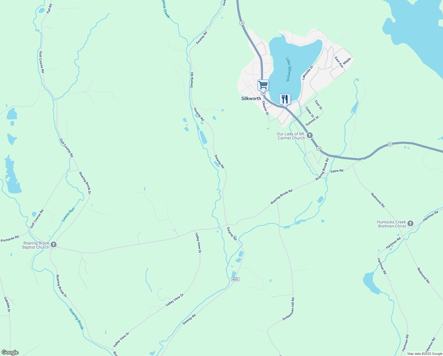 map of restaurants, bars, coffee shops, grocery stores, and more near 751 Swamp Road in Hunlock Creek