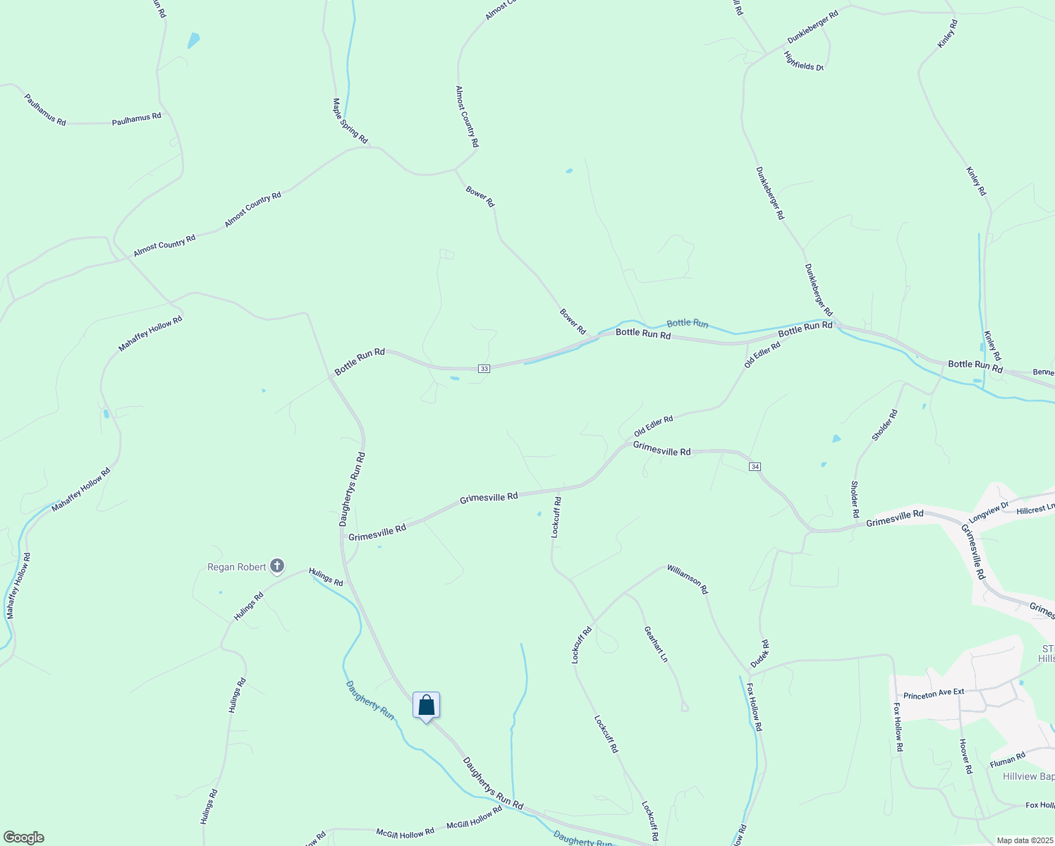 map of restaurants, bars, coffee shops, grocery stores, and more near 126 Grininger Road in Williamsport