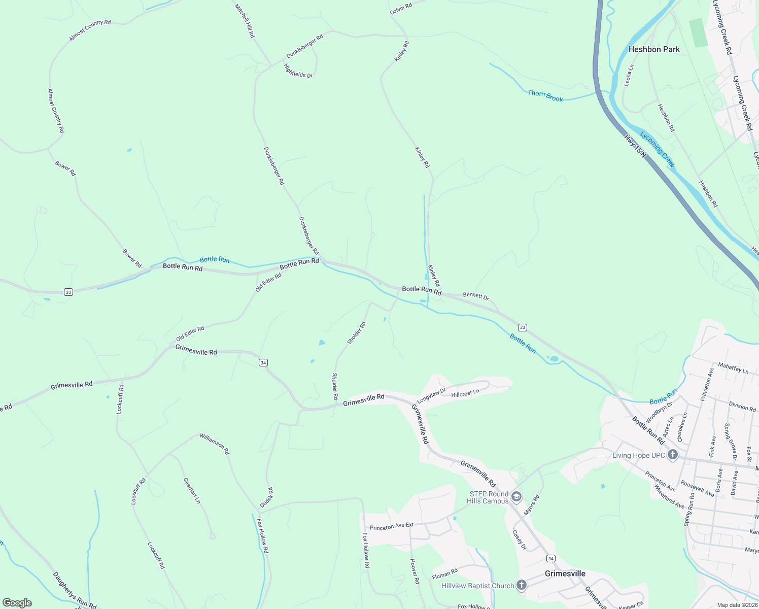 map of restaurants, bars, coffee shops, grocery stores, and more near 1-499 Sholder Road in Williamsport