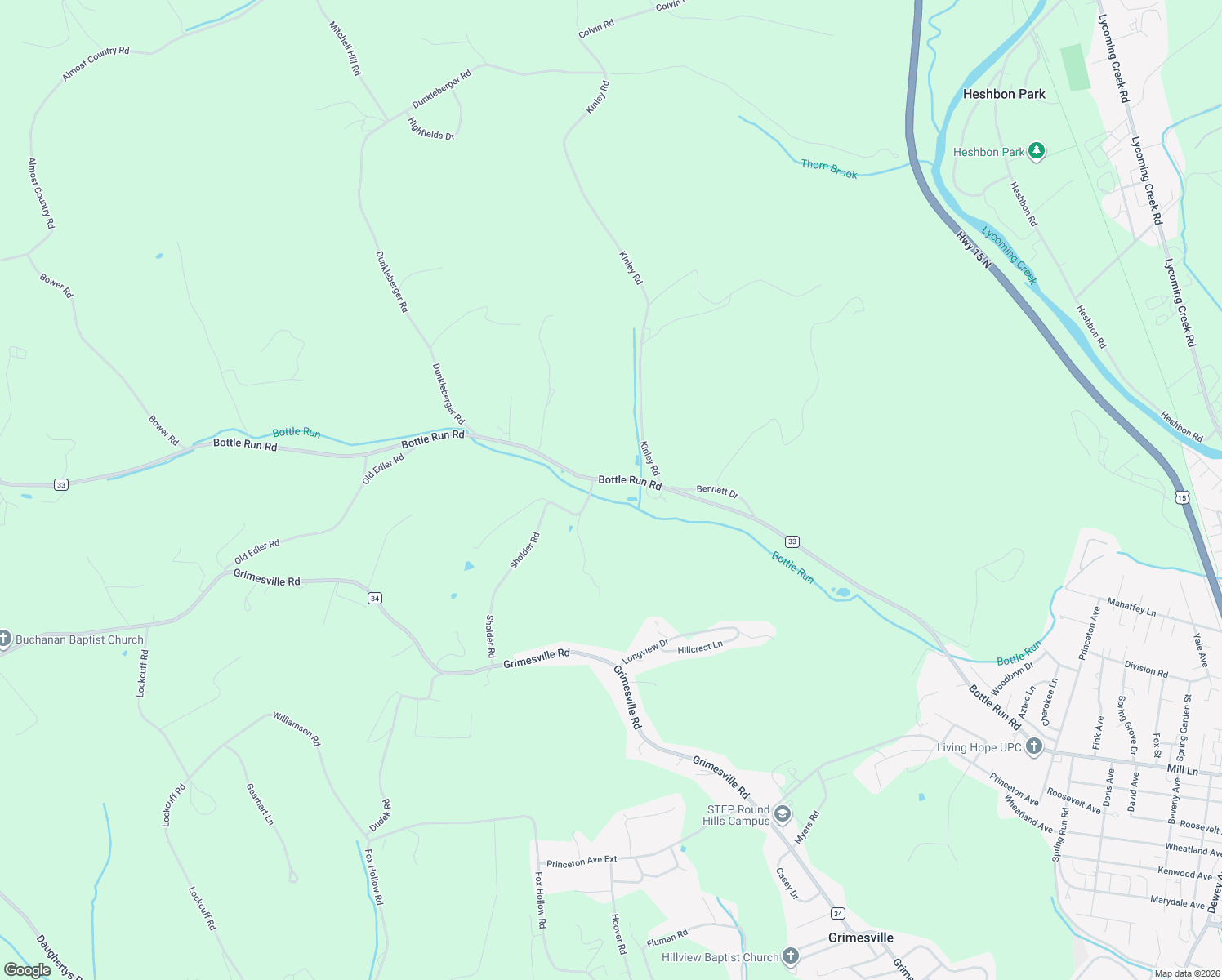 map of restaurants, bars, coffee shops, grocery stores, and more near 2785 Bottle Run Road in Williamsport