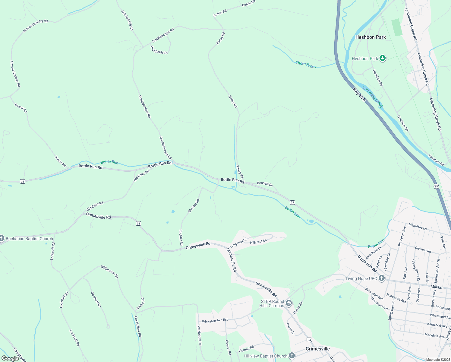 map of restaurants, bars, coffee shops, grocery stores, and more near 2785 Bottle Run Road in Williamsport