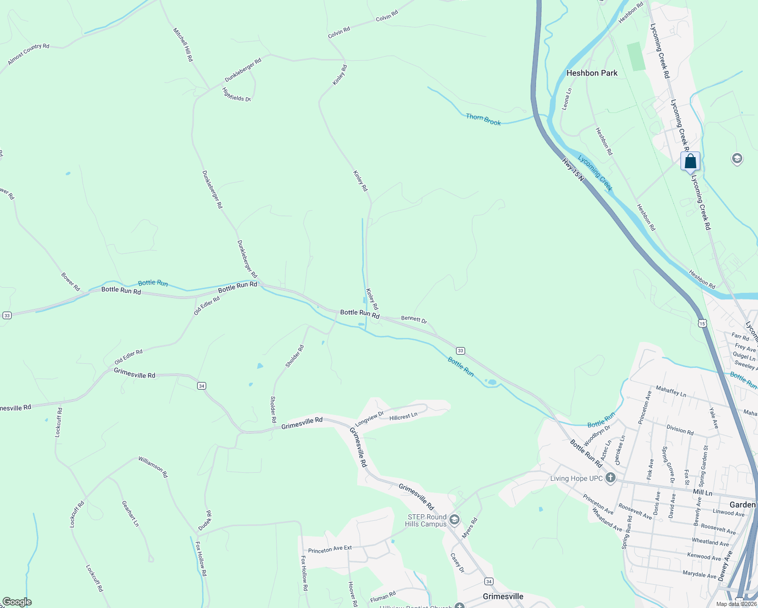 map of restaurants, bars, coffee shops, grocery stores, and more near 54 Kinley Road in Williamsport
