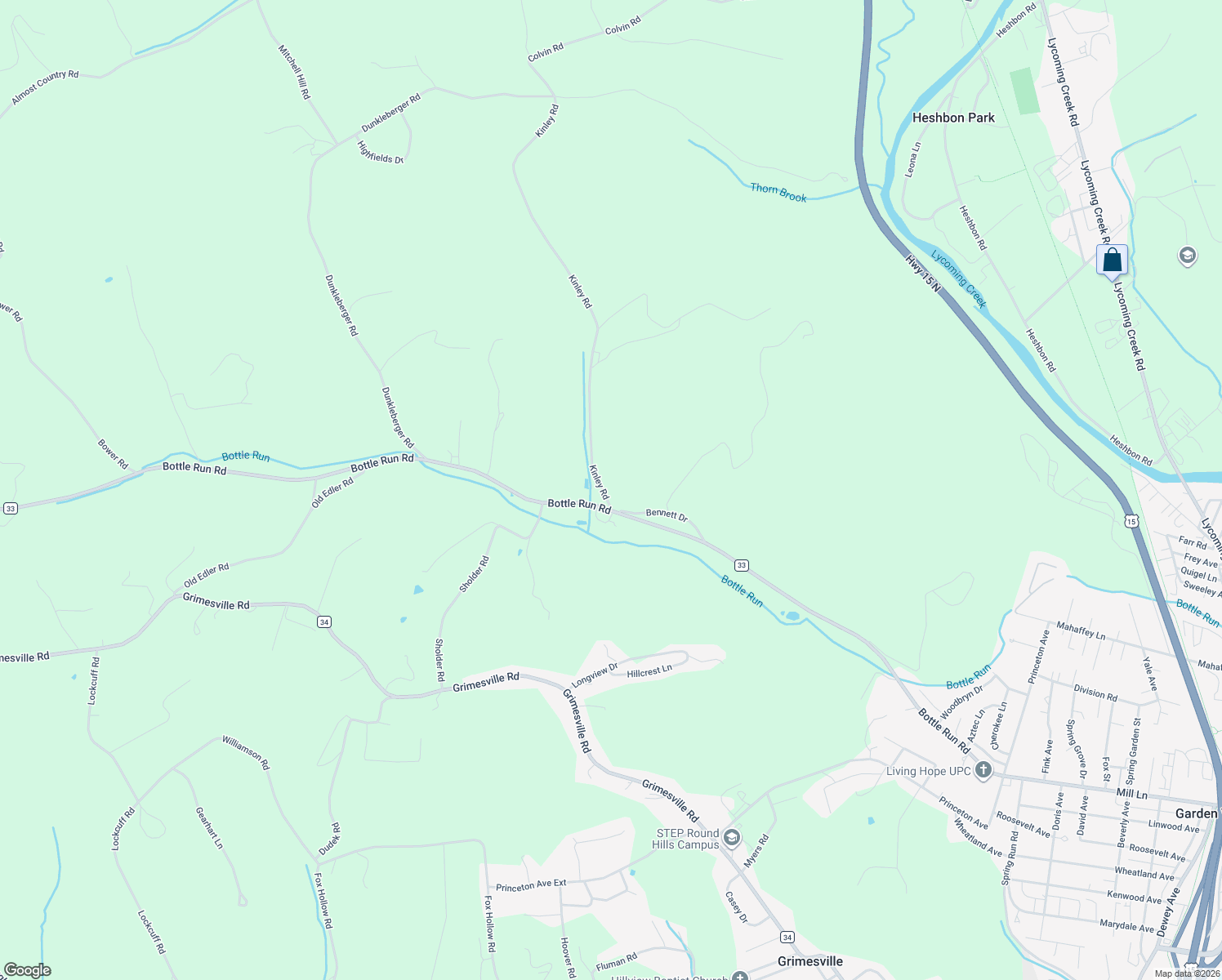 map of restaurants, bars, coffee shops, grocery stores, and more near 54 Kinley Road in Williamsport