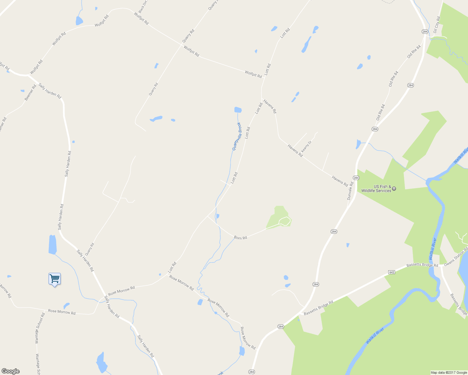 map of restaurants, bars, coffee shops, grocery stores, and more near 54 Lott Road in Wantage