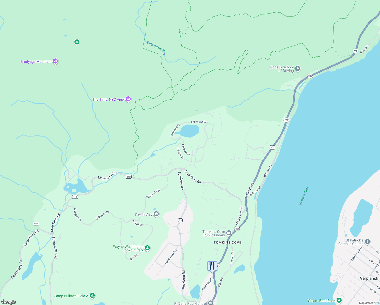 map of restaurants, bars, coffee shops, grocery stores, and more near 10 Fairview Drive in Tomkins Cove
