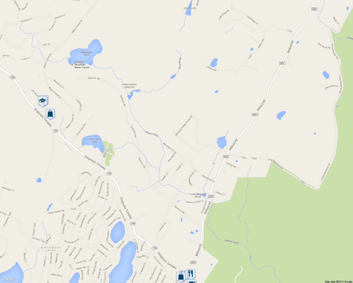 map of restaurants, bars, coffee shops, grocery stores, and more near 181 Meadow Ridge Acres Rd in Milford