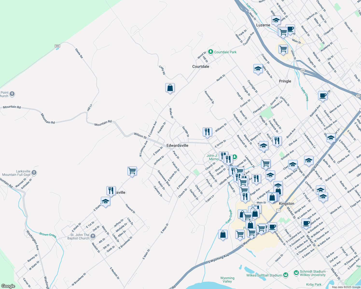map of restaurants, bars, coffee shops, grocery stores, and more near 184 Jackson Street in Edwardsville