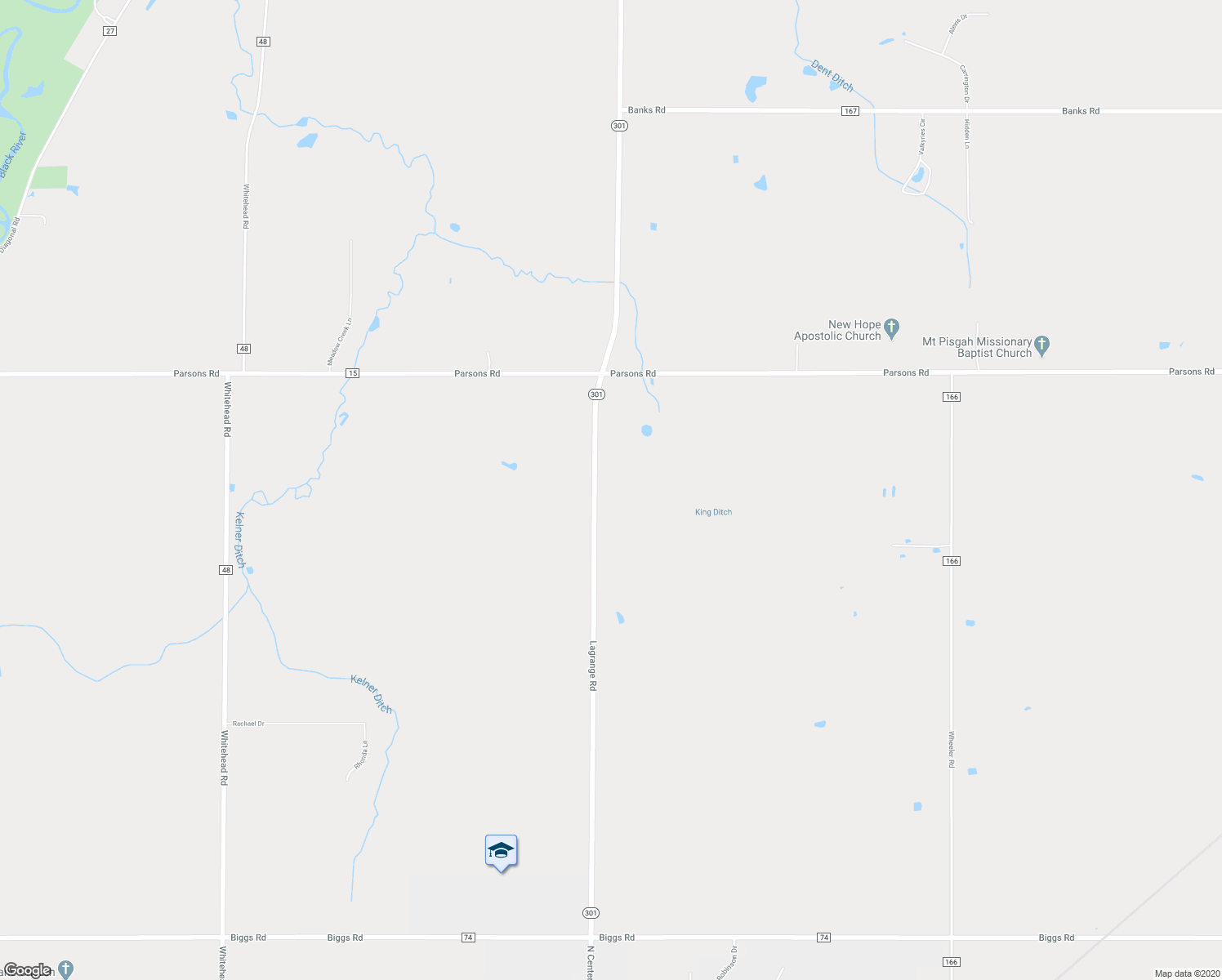 map of restaurants, bars, coffee shops, grocery stores, and more near 14809 Ohio 301 in LaGrange