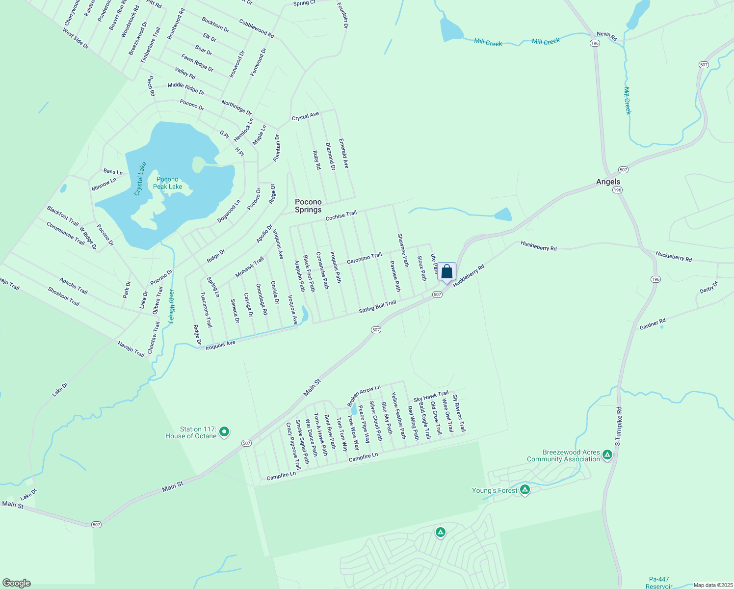 map of restaurants, bars, coffee shops, grocery stores, and more near 15 Mohican Path in Gouldsboro