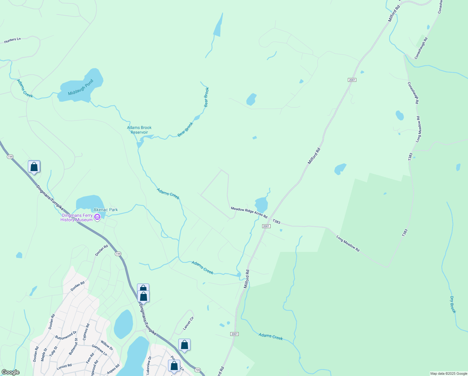 map of restaurants, bars, coffee shops, grocery stores, and more near 147 Meadow Ridge Acres Road in Dingmans Ferry
