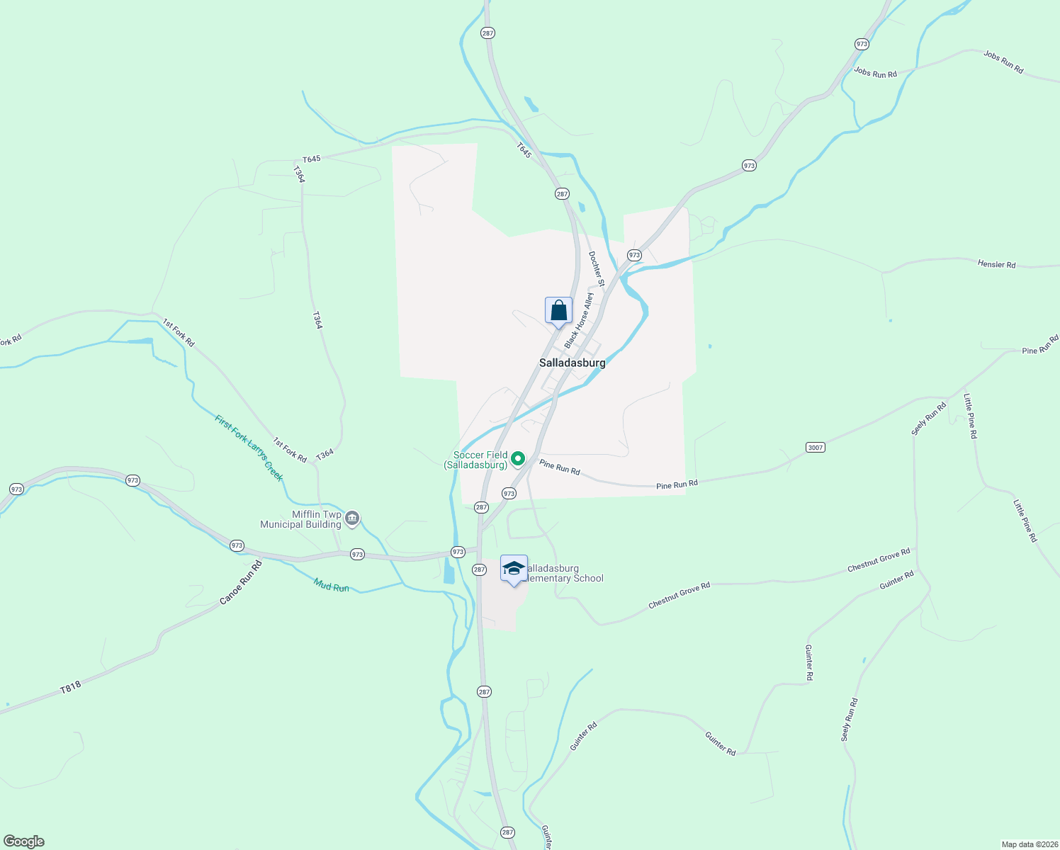map of restaurants, bars, coffee shops, grocery stores, and more near 3928 Route 287 Highway in Salladasburg