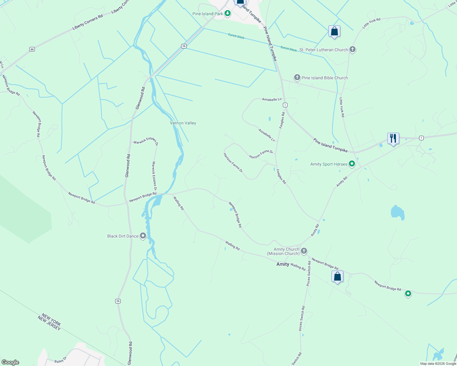map of restaurants, bars, coffee shops, grocery stores, and more near 16 Brandywine Drive in Warwick