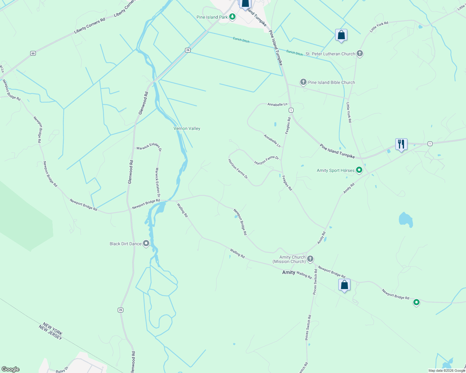 map of restaurants, bars, coffee shops, grocery stores, and more near 16 Brandywine Dr in Warwick