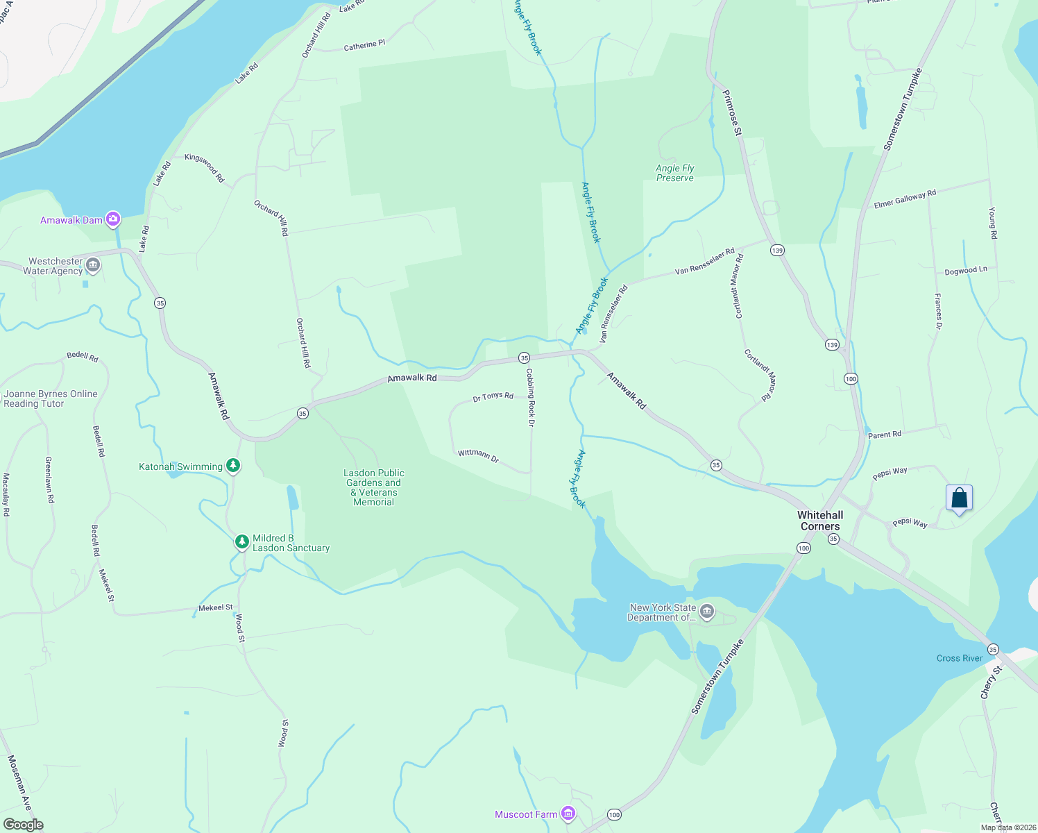 map of restaurants, bars, coffee shops, grocery stores, and more near 3 Doctor Tonys Road in Katonah